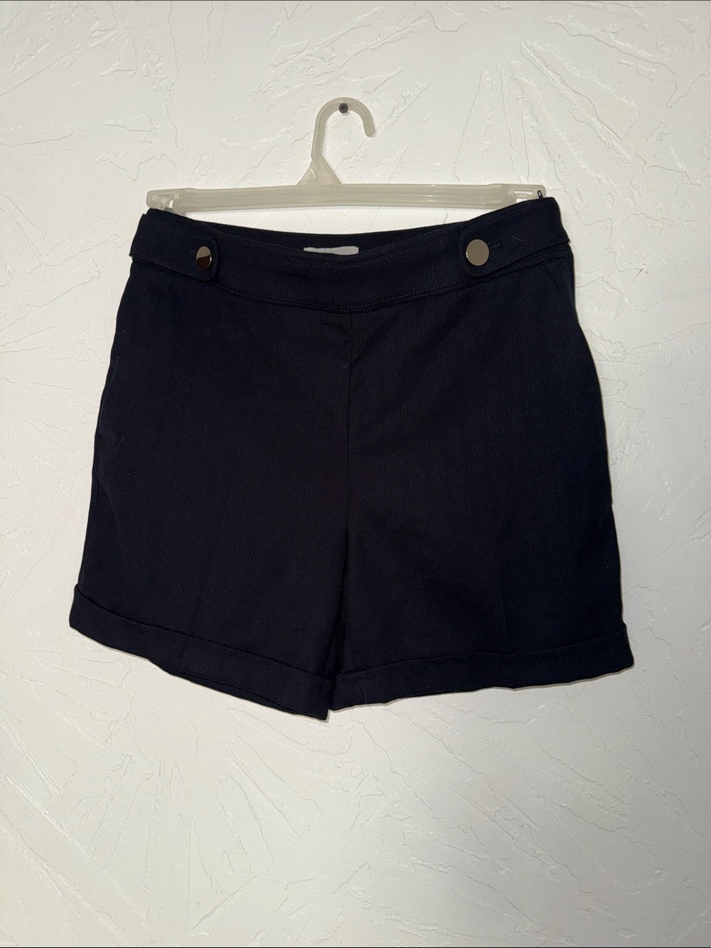 H&M Bermuda Linen Shorts Black side zip pockets 4